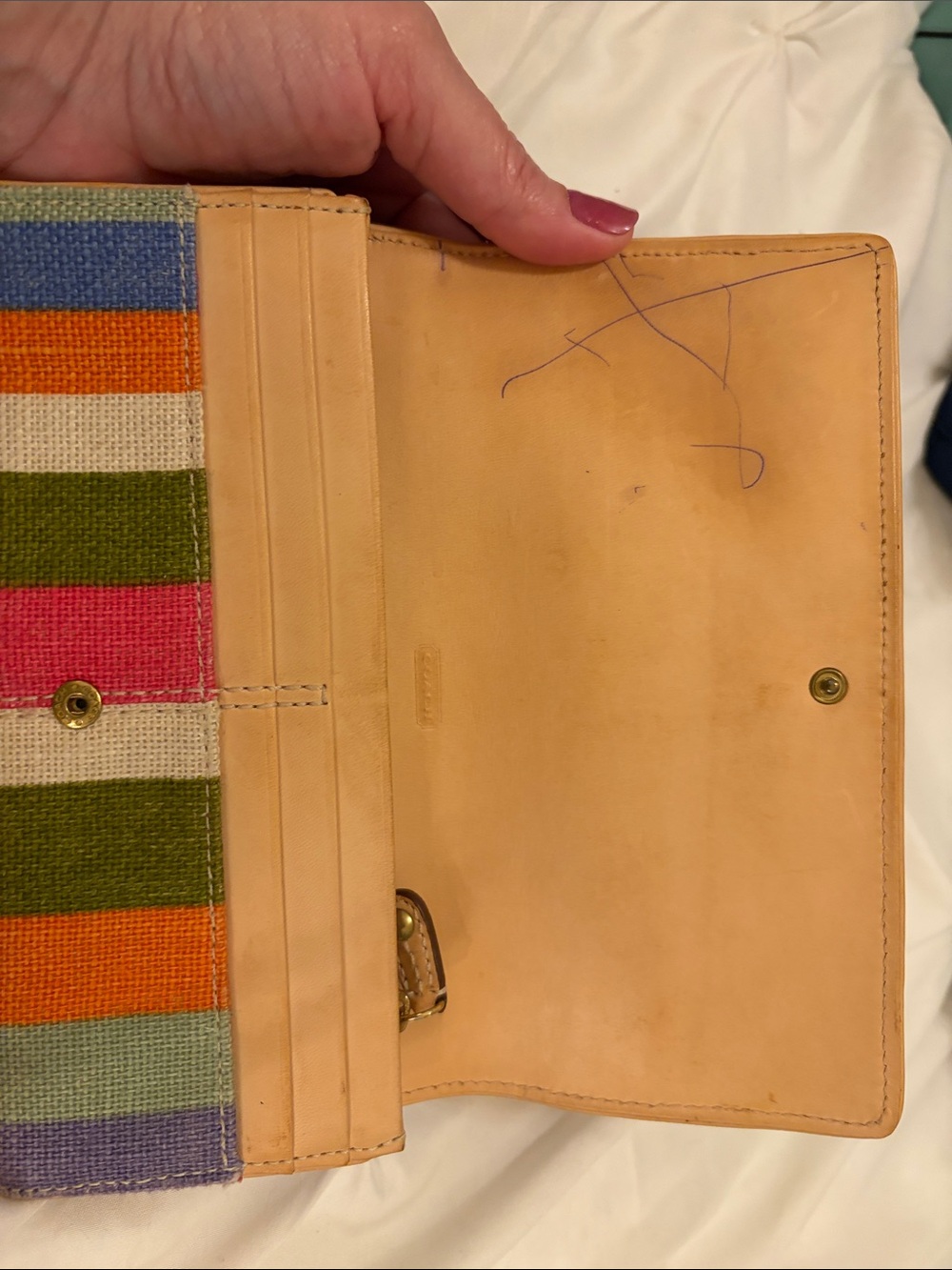 Coach 42567 Bonnie Hampton Legacy Multicolor Stripe Canvas & Leather Wallet Ret. - Picture 2 of 4
